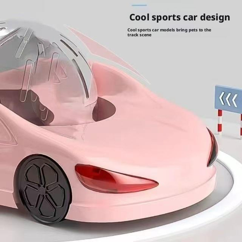 Hamster Car Sports Car with Golden Bear Running Ball Running Wheel for Small Pets Hamster Toy Car with Rolling Wheel Fun Exercise Play