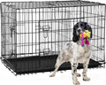 42 Inch Dog Crate, Double Door Folding Metal Wire Dog Cage with Divider and Tray