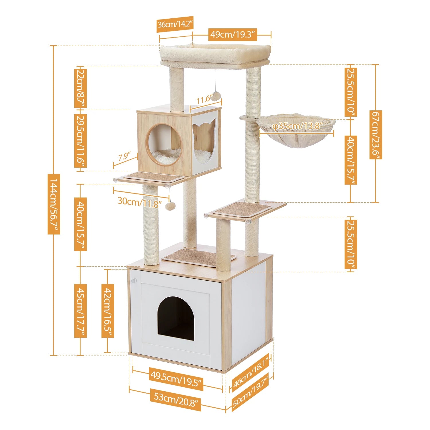 Multi-Level Cat Tree With Scratching Posts, Condo and Hammock