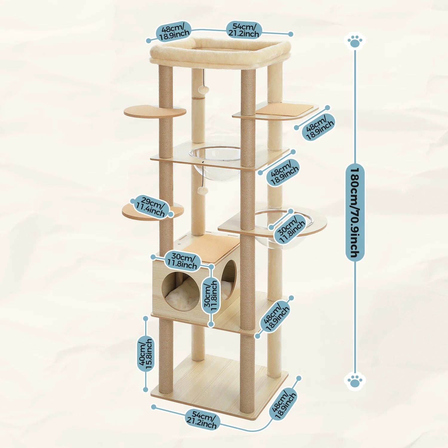 Multi-Level Cat Tree With Scratching Posts, Condo and Hammock