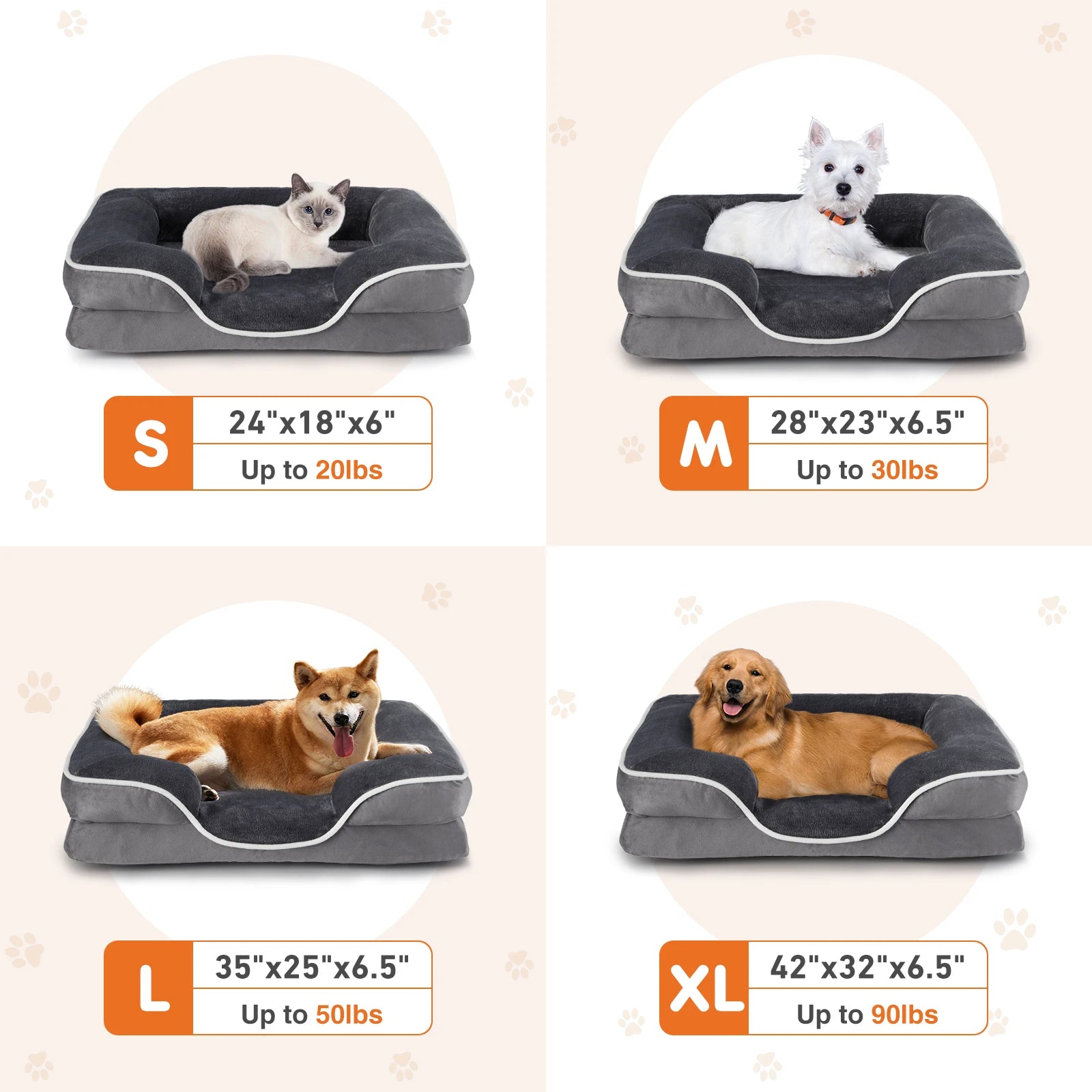 Memory Foam Pet Bed for Small Dogs & Cats, Orthopedic Dog Bed