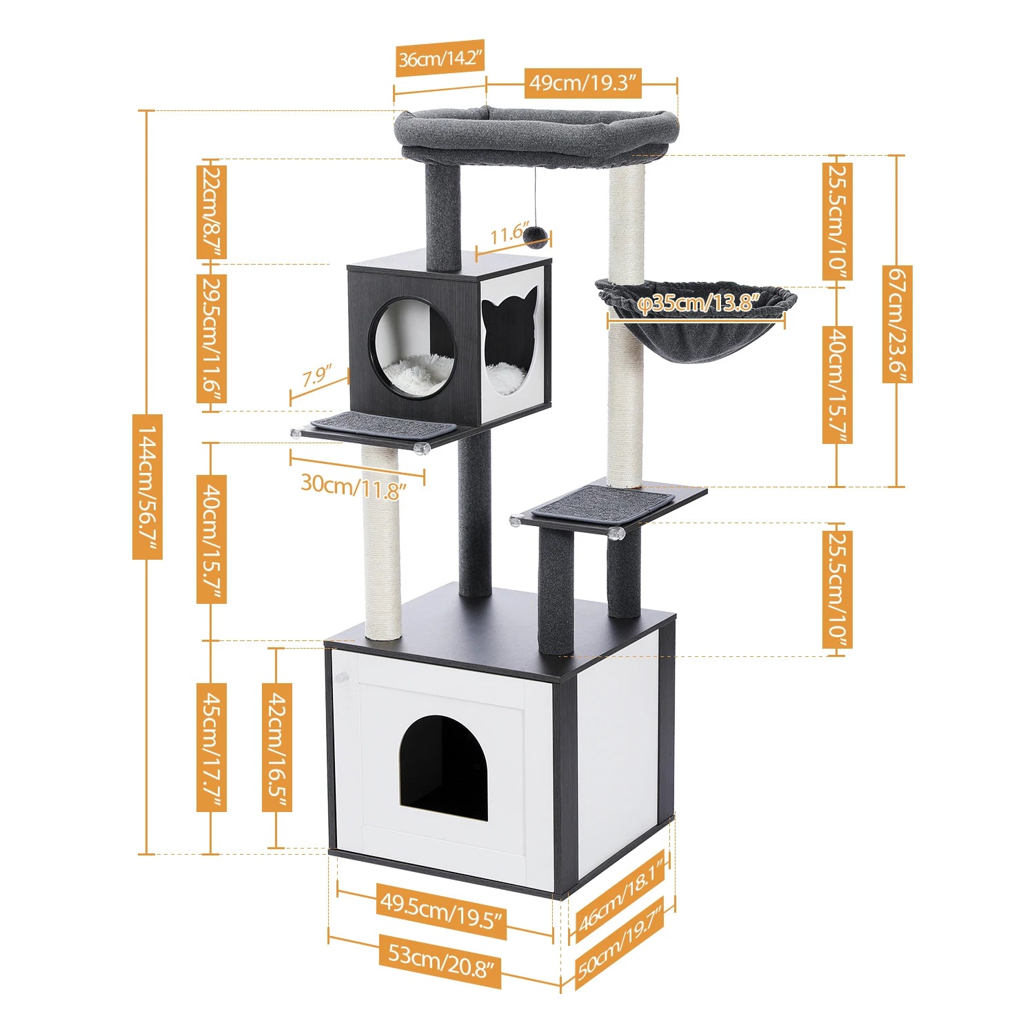 Multi-Level Cat Tree With Scratching Posts, Condo and Hammock