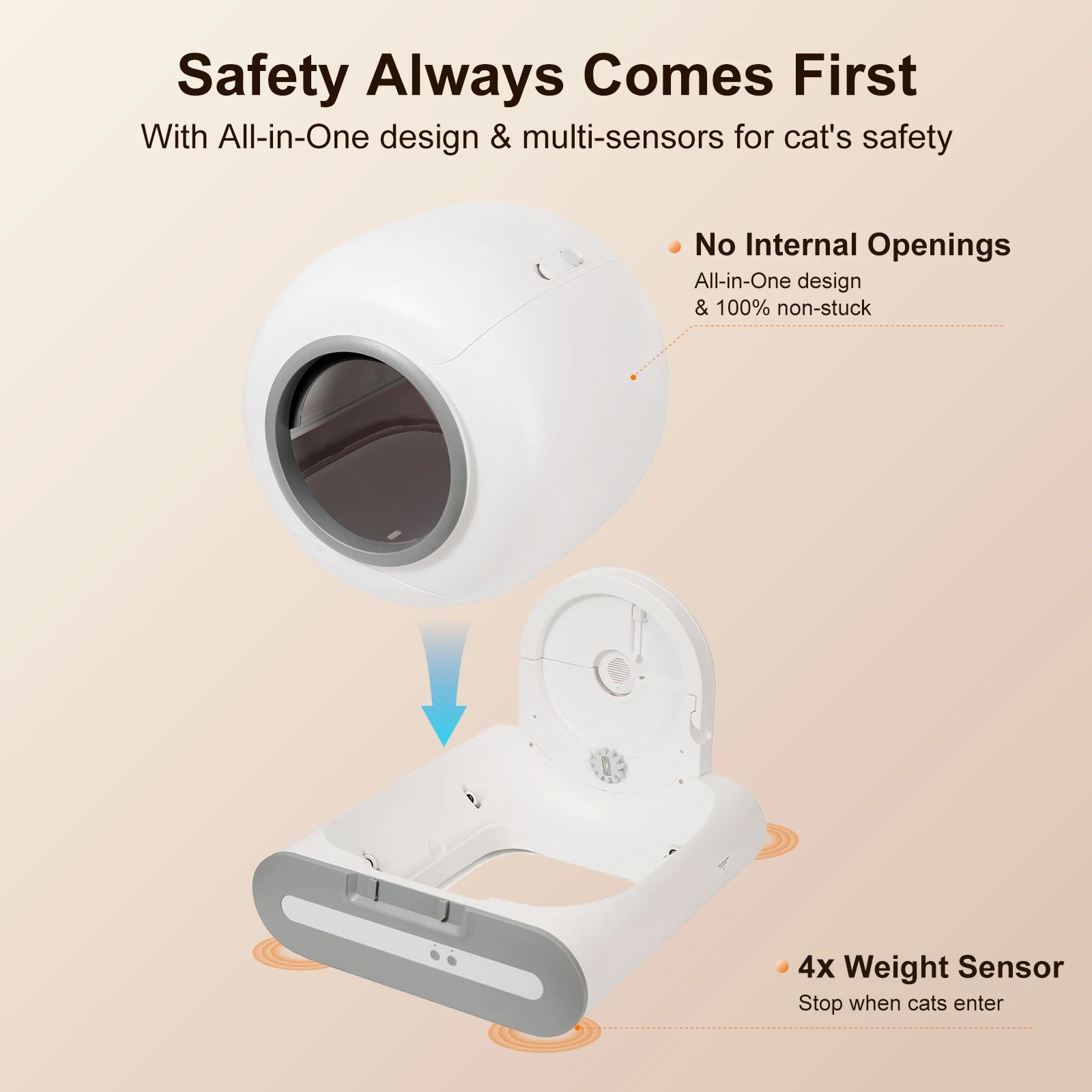 DOEL 65L Self-Cleaning Cat Litter Box, Supports 2.4G WiFi, Fit for Tofu & Mixed Litter