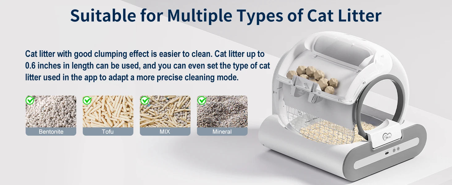 DOEL 65L Self-Cleaning Cat Litter Box, Supports 2.4G WiFi, Fit for Tofu & Mixed Litter